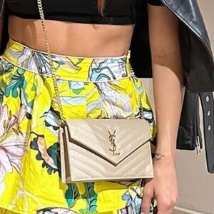 Yves Saint Laurent Cream Crossbody Bag with Gold Logo